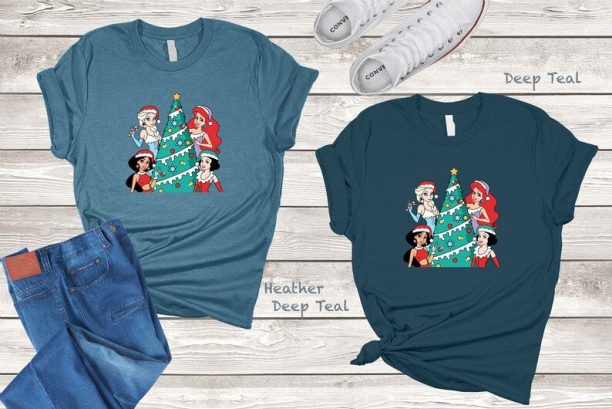 Disney Princess Retro Christmas Tree Shirt, Disney Christmas Shirt, Princess Shirt, Merry Christmas Shirt