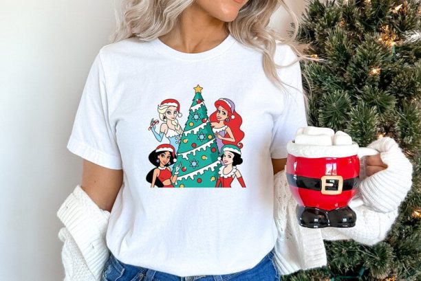 Disney Princess Retro Christmas Tree Shirt, Disney Christmas Shirt, Princess Shirt, Merry Christmas Shirt