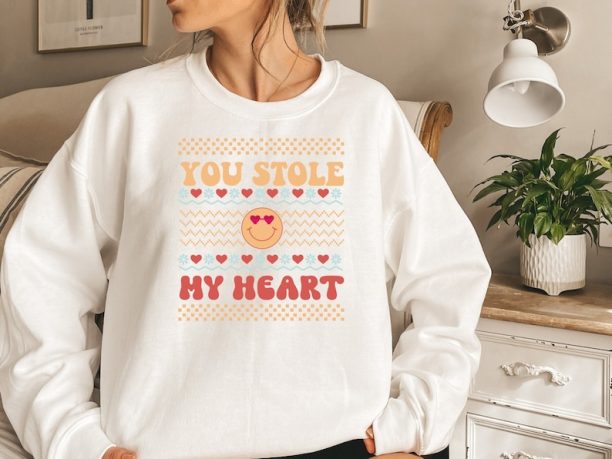 You Stole My Heart Sweatshirt, Retro Ugly Sweatshirt, Valentine Sweatshirt, Heart Shirt, Funny Sweatshirt, Gift For Woman