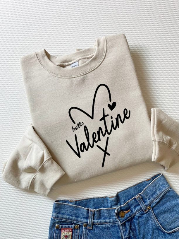 Hello Valentine Sweatshirt, Valentine Shirt, Valentine Day Sweatshirt, Heart Shirt, February 14th Gift, Love-Heart Hoodie