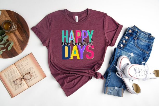 Happy 100 Days Shirt, 100 Days of School Tshirt, Teacher Appreciation, Teacher Shirt, Back to School Shirt