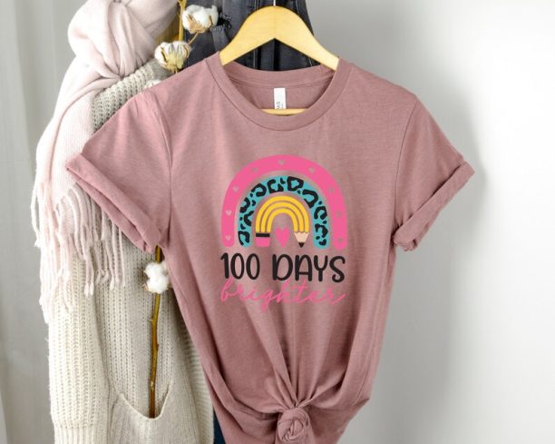 100 Days Brighter Shirt, Teacher Shirt, 100 Days of School, Teacher Gifts, 100th Day Of School T-shirt