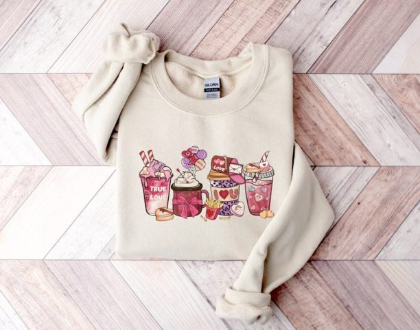 Coffee Sweatshirt, Love Coffee Sweatshirt, Valentine Day Shirt, Couple Gift, Winter Sweater, Retro Valentine