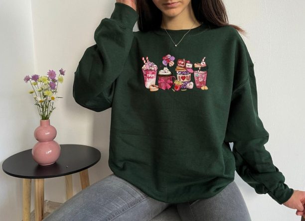 Coffee Sweatshirt, Love Coffee Sweatshirt, Valentine Day Shirt, Couple Gift, Winter Sweater, Retro Valentine