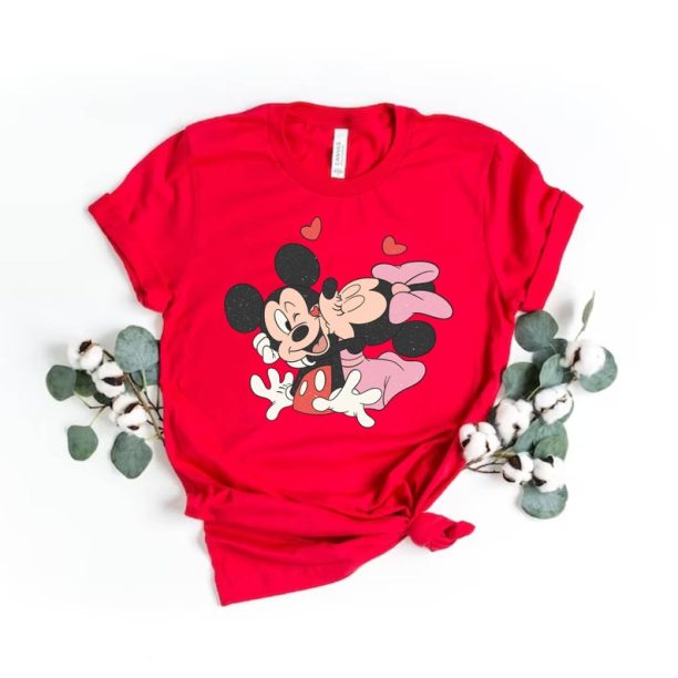 Vintage Mickey Minnie Valentine Comfort Colors Shirt, Retro Disney Valentine Shirt, Disney Valentine Couple Shirt