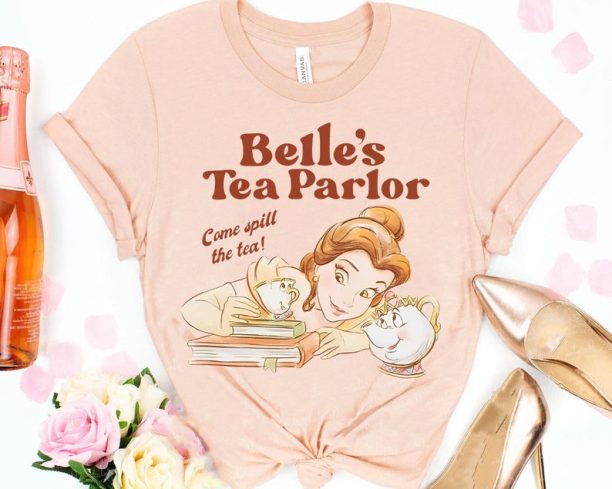 Belle's Tea Parlor Spill The Tea Shirt / Beauty and The Beast / Disney Princess Chip Potts / Disney World T-shirt