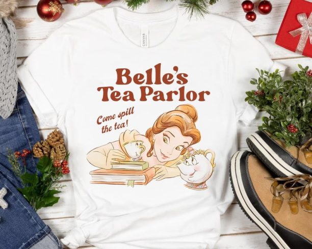 Belle's Tea Parlor Spill The Tea Shirt / Beauty and The Beast / Disney Princess Chip Potts / Disney World T-shirt