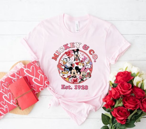 Disney Mickey & Co Valentine Comfort Colors Shirt, Mickey and Friends Valentine Shirt, Disneyland Valentine Shirt