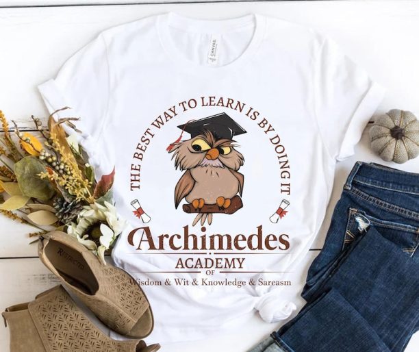 Archimedes Academy Knowledge Sarcasm Shirt / Sword In The Stone Owl / Walt Disney World T-shirt / Disneyland Family Trip