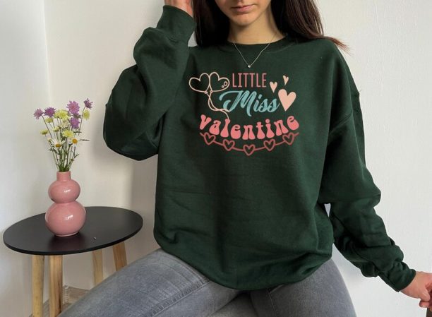 Little Miss Valentines Sweatshirt, Valentine Sweatshirt, Matching Shirt, Gift Girlfriend, Retro Sweatshirt