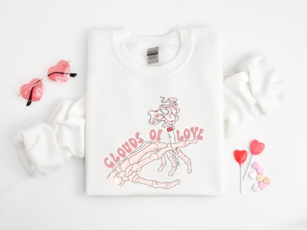 Clouds Of Love,Skeleton Hands Valentine Shirt,Valentines Day Shirt,Be Mine Shirt,Personalized Couple Gifts,XOXO Tshirt,Lovely Valentines Day