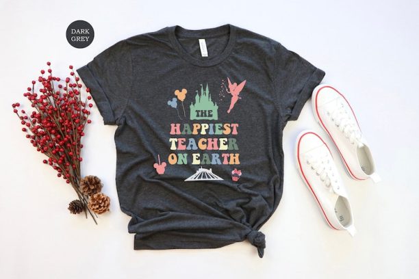 Disney The Happiest Teacher On Earth Shirt, Vintage Disney Castle Teacher Shirt, Teacher Appreciation Tee