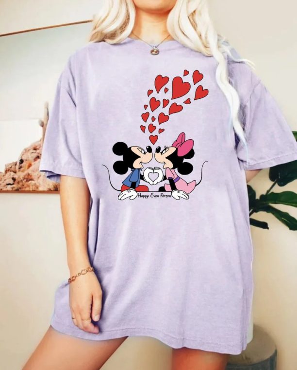 Mickey Minnie Happy Ever After Comfort Colors Shirt, Mickey Minnie Valentines Day Shirt, Disney Valentine Couple Shirt