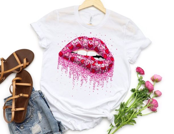 Valentine Lips Shirt, Heart Lips Shirt, Valentines Day Shirt, Valentine Shirt, Valentines Day Gift, Happy Valentines Day T-Shirt