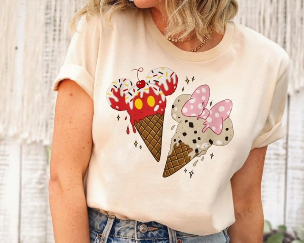 Mickey and Minnie Mouse Ice Cream Cones Shirt / Disney Couple Matching Tee / Walt Disney World T-shirt