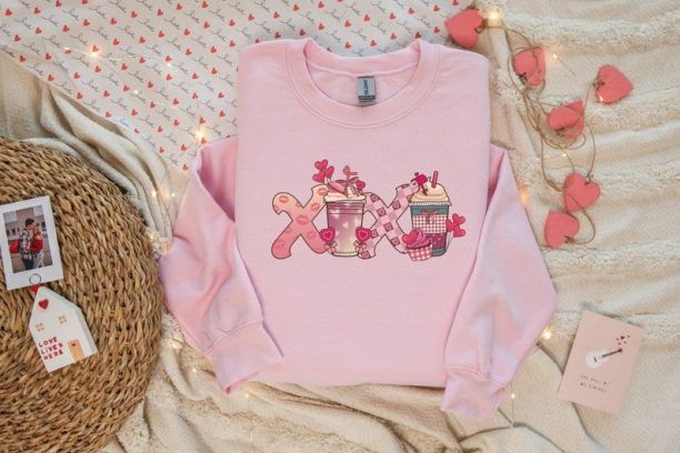 XOXO Coffee Sweatshirt, Valentines Day Sweatshirt, Coffee Shirt, XOXO Shirt, Crewneck Sweater, Plus Size Sweatshirt, Gift For Valentine