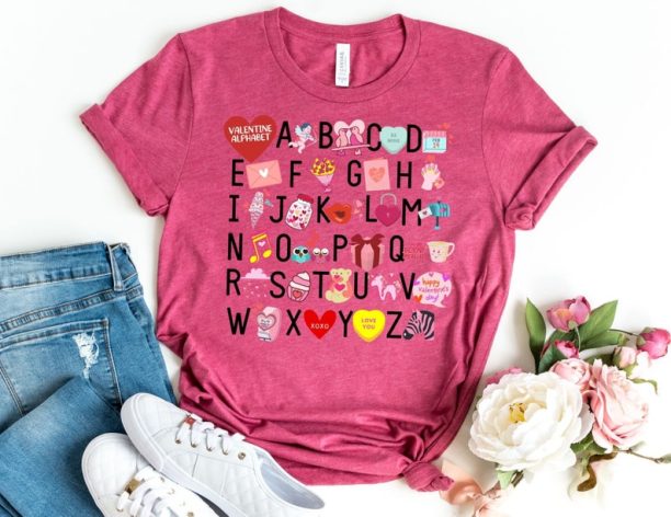 Alphabet Valentine Shirt, Teacher Valentine Shirt, Valentines Day Shirt for Teachers, Teacher Valentine's Day