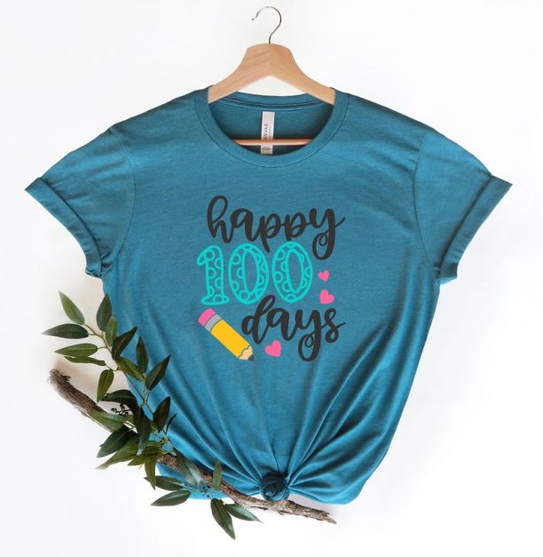 100 Days of School Shirt Happy 100 Days Pencil, 100 Day Shirt, 100th Day Of School Celebration