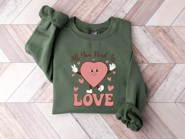 All You Need Is Love Shirt, Valentine Shirt, Heart Sweatshirt, Funny Sweater, Hug me Sweatshirt, Retro Sweatshirt, Gift For Valentine