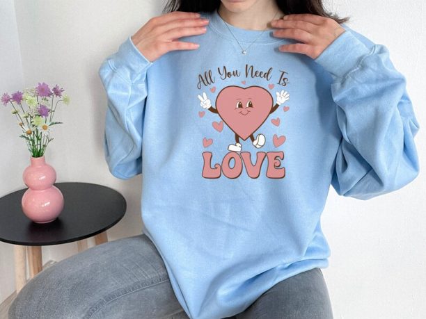 All You Need Is Love Shirt, Valentine Shirt, Heart Sweatshirt, Funny Sweater, Hug me Sweatshirt, Retro Sweatshirt, Gift For Valentine