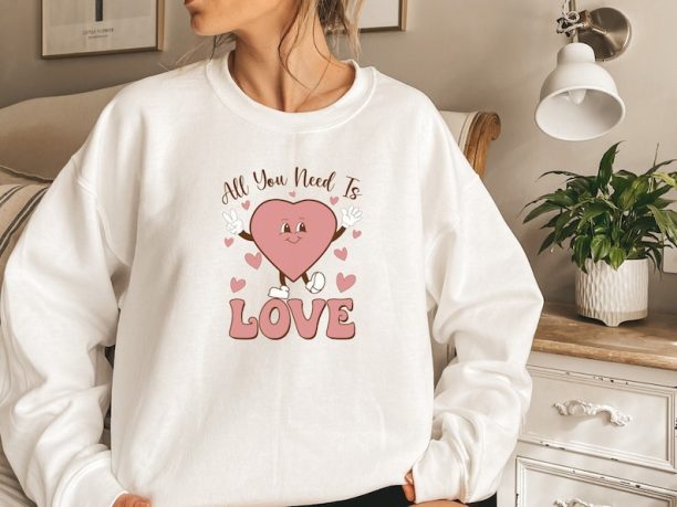 All You Need Is Love Shirt, Valentine Shirt, Heart Sweatshirt, Funny Sweater, Hug me Sweatshirt, Retro Sweatshirt, Gift For Valentine