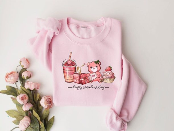 Happy Valentine's Day Sweatshirt, Valentine Shirt, Coffee Sweatshirt, Cute Sweatshirt, Funny Sweater, Retro Sweatshirt, Gift For Valentine