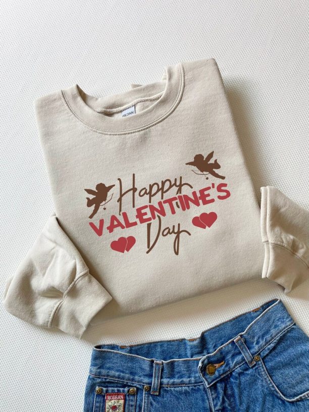 Happy Valentine's Day Sweatshirt, Valentine Shirt, Heart Sweatshirt, Cute Sweatshirt, Couple Shirt, Gift For Girlfriend