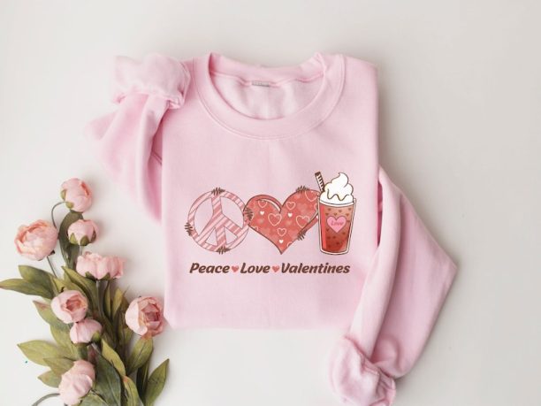 Peace Love Valentines Sweatshirt, Heart Sweatshirt, Valentine Shirt, Love Shirt, Funny Sweatshirt, Vintage Valentine, Gift For Woman