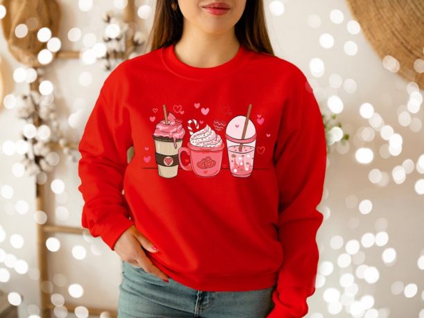 Valentine Coffee Heart Sweatshirt, Coffee Love Sweatshirt, Valentine, Valentine Gift for Her, Womens Cute Valentine Sweatshirt, Love Coffee