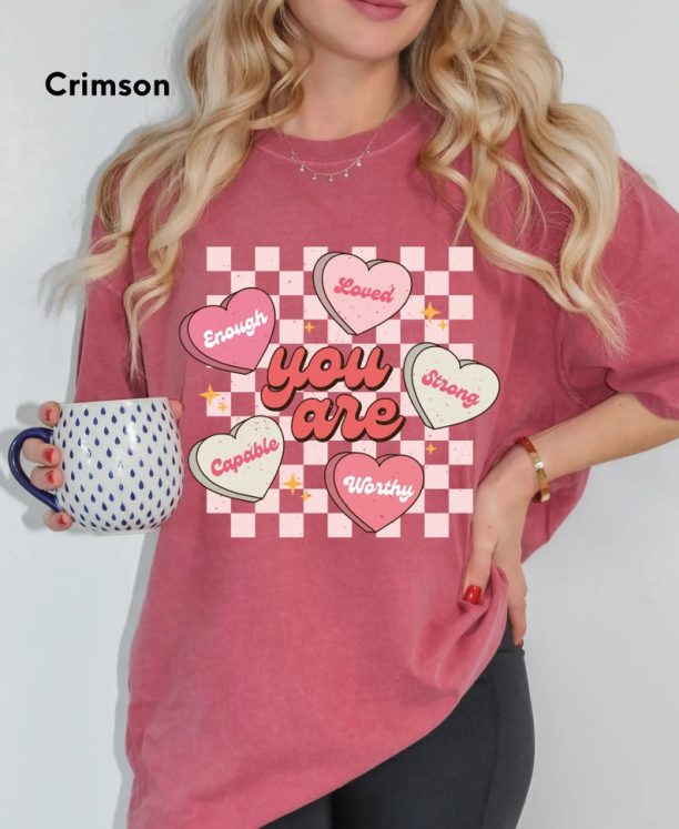 Comfort Colors® Valentine Heart Shirt,Retro Love Shirt,Love T-Shirt,Xoxo Shirt,Valentines Day Gift,You Are Enough Shirt,Bestseller