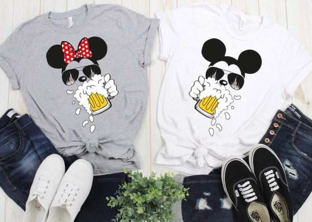 Mickey Beer, Minnie Beer, Disney Couple Shirt, Drinking Around the World Checklist ,Inspiration Epcot Food and Wine Fest