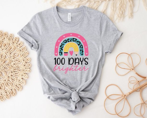 100 Days Brighter Shirt, Teacher Shirt, 100 Days of School, Teacher Gifts, 100th Day Of School T-shirt