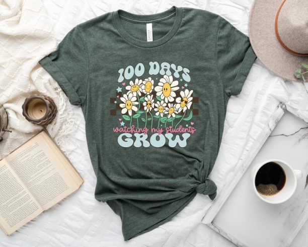 Watching My Students Grow Shirt, Teacher Shirts, 100th Day Of School Tee, Teacher Gifts, 100 Days of School T-shirt