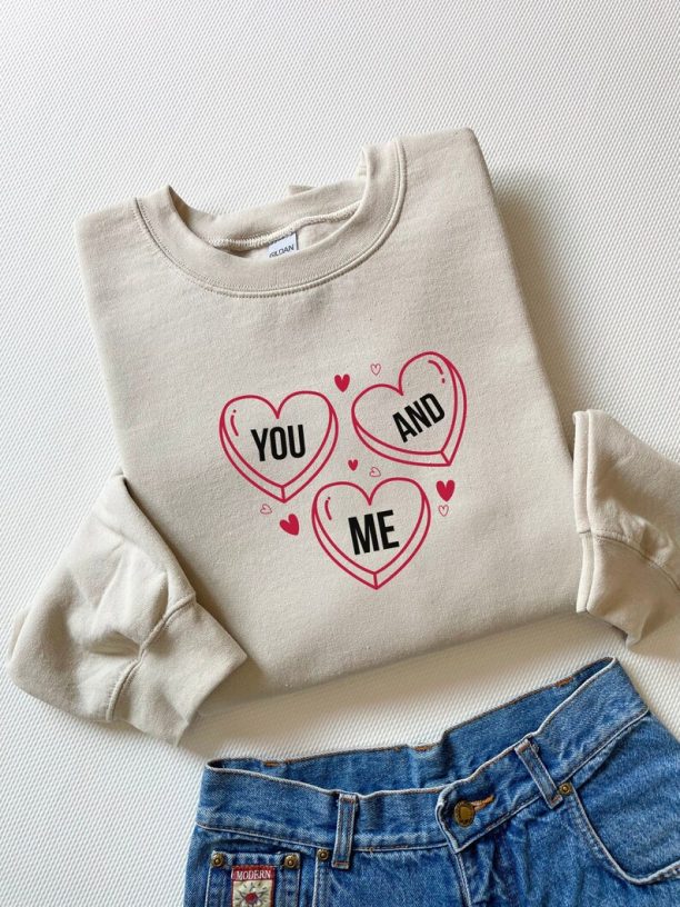 You And Me Sweatshirt, Valentine Sweatshirt, Vintage Sweatshirt, Couple Shirt, Heart Sweatshirt, Gift Wife