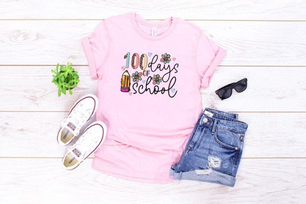 100 Days of School T-Shirt,Happy 100th Day Gift,100 Days Celebration T-Shirt,Colorful School T-Shirt,Kindergarten Shirt