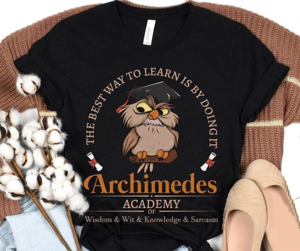 Archimedes Academy Knowledge Sarcasm Shirt / Sword In The Stone Owl / Walt Disney World T-shirt / Disneyland Family Trip