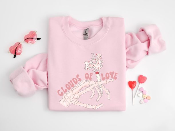 Clouds Of Love,Skeleton Hands Valentine Shirt,Valentines Day Shirt,Be Mine Shirt,Personalized Couple Gifts,XOXO Tshirt,Lovely Valentines Day