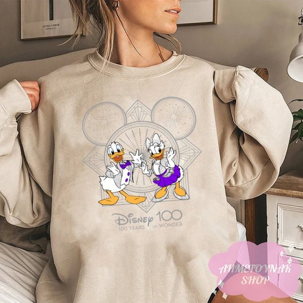 Donald And Daisy Duck Sweatshirt, Disney 100 Years of Wonder Sweatshirt, Disneyworld Sweatshirt, Disneyland Sweatshirt