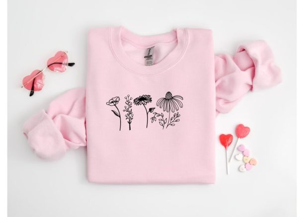 Flower Sweatshirt, Valentines Day Sweatshirt, Flower Hoodie, Women Sweatshirts Hoodies, Flower Girl Gifts, Floral Gift, Girlfriend Gift