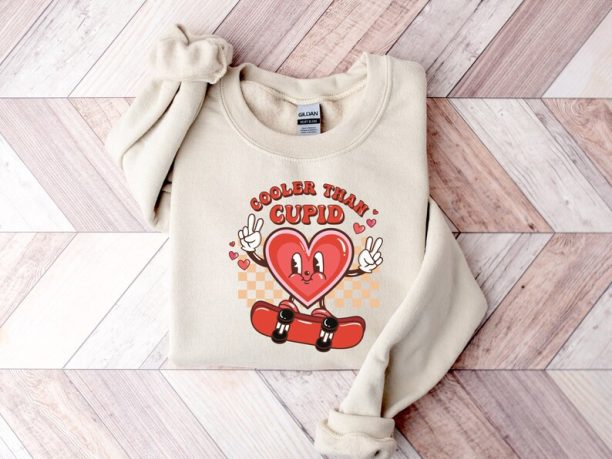 Cooler Than Cupid Sweatshirt, Heart Shirt, Valentine Sweatshirt, Couple Shirt, Retro Valentine, Valentine Gift