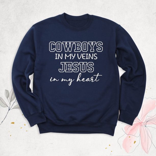 Jesus In My Heart Sweatshirt, Cowboys Sweatshirt, Game Day Hoodie, Texas Dallas Sweatshirt