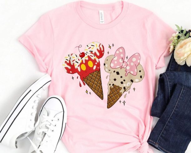 Mickey and Minnie Mouse Ice Cream Cones Shirt / Disney Couple Matching Tee / Walt Disney World T-shirt