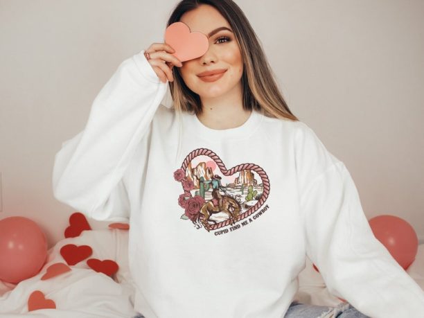 Cupid Find Me A Cowboy Sweatshirt, Howdy Valentine Sweatshirt, Cowboy Shirt, Valentines Day Sweatshirt, Couple Shirt