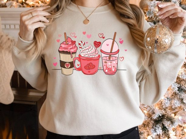 Valentine Coffee Heart Sweatshirt, Coffee Love Sweatshirt, Valentine, Valentine Gift for Her, Womens Cute Valentine Sweatshirt, Love Coffee