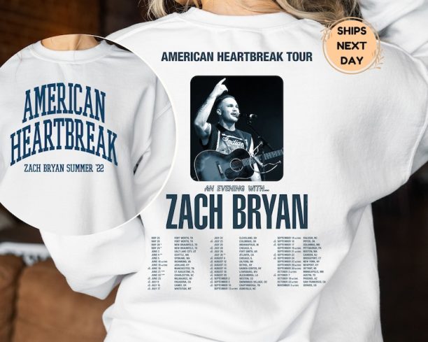American Heartbreak Tour Printed Front And Back Sweatshirt or Hoodie, Zach Bryan 90s Rap Sweatshirt