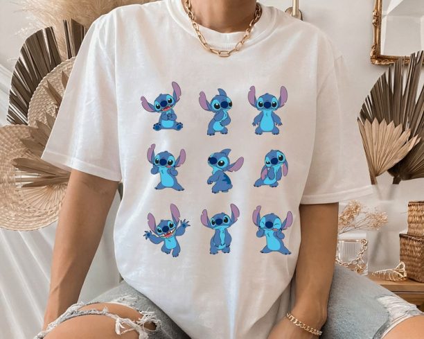 Disney Many Moods of Stitch T-Shirt, Lilo and Stitch Shirt, Family Matching Tee Disneyland Trip Gift Unisex Adult T-shirt Kid T-shirt