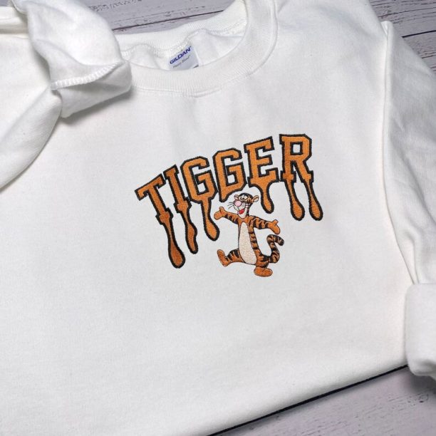 Tigger From Winnie Pooh Cartoon Embroidered Sweatshirt, Trending Embroidered Crewneck, Vintage shirt