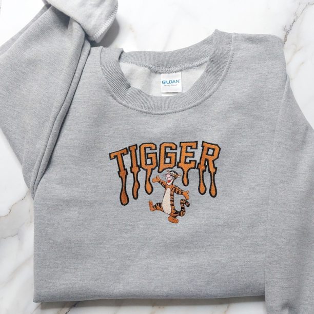 Tigger From Winnie Pooh Cartoon Embroidered Sweatshirt, Trending Embroidered Crewneck, Vintage shirt