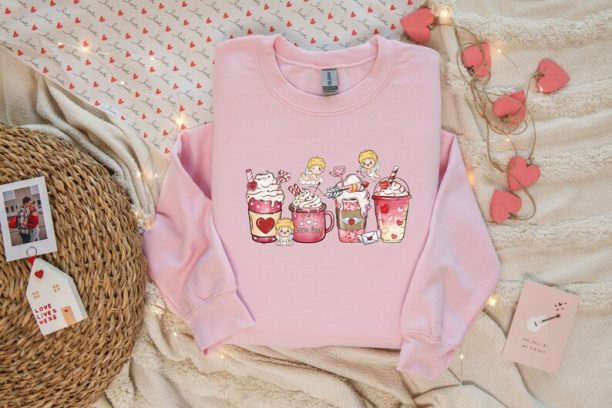 Coffee Sweatshirt, Cupid Sweatshirt, Valentines Day Shirt, Cute Sweatshirt, Love Shirt, Gift For Valentine