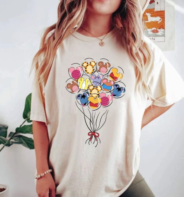 Disney Winnie The Pooh Balloons Comfort Colors® Shirt, Colorful Vacay Shirt, Disney Balloons Shirt, Disney world Shirt